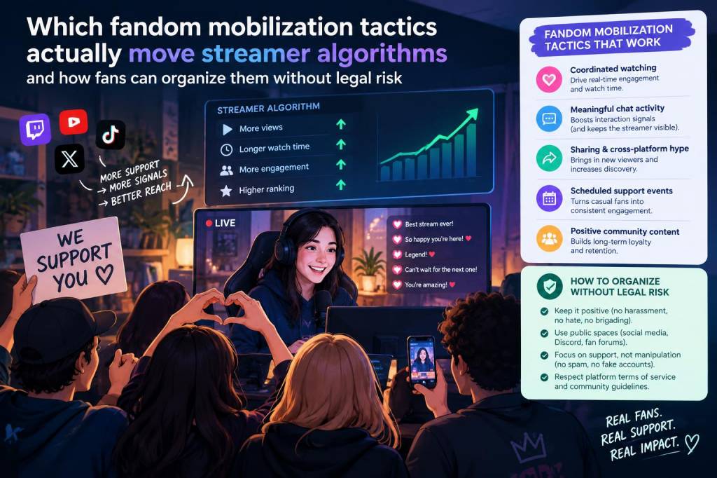 Which fandom mobilization tactics actually move streamer algorithms and how fans can organize them without legal risk